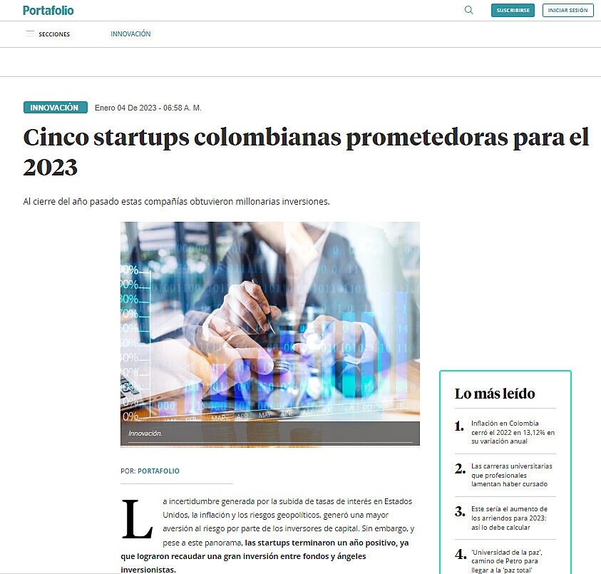 Cinco startups colombianas prometedoras para el 2023